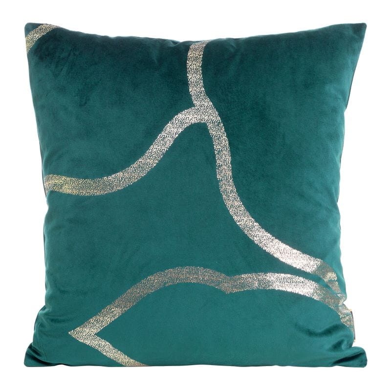 POSZEWKA WELUR VELVET WE WZORY 45X45 CM TURKUSOWA
