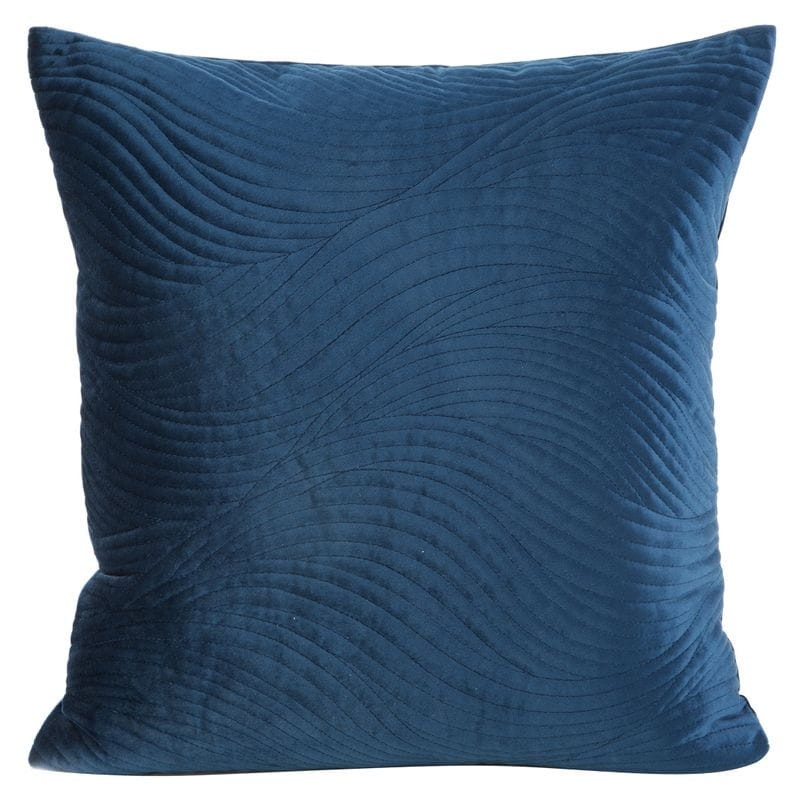 POSZEWKA WZÓR FALE WELUR VELVET 45X45 CM GRANATOWA