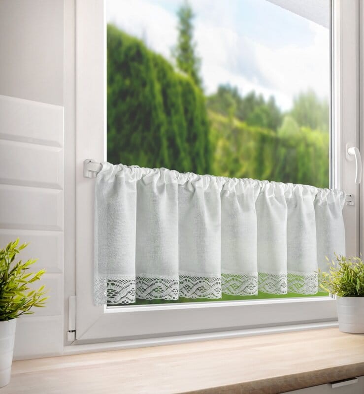 firana do kuchni zazdroska zazdrostka 150X30 CM Biała