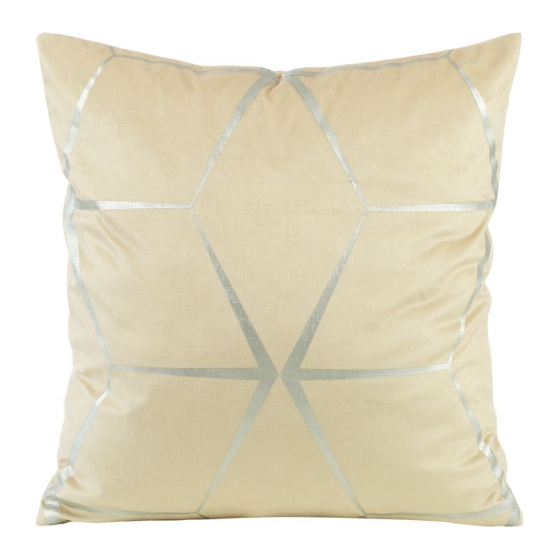 POSZEWKA GEOMETRYCZNA WELUR VELVET 45X45 BEŻOWA
