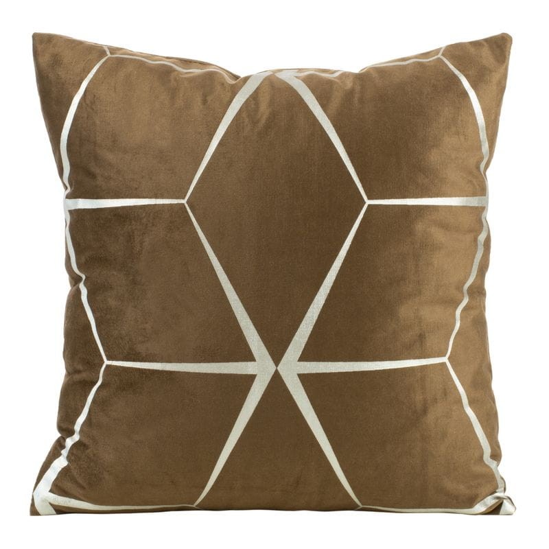 POSZEWKA GEOMETRYCZNA WELUR VELVET 45X45 BRĄZOWA