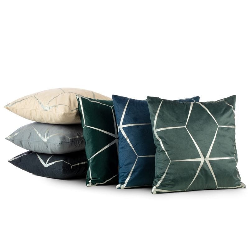 POSZEWKA GEOMETRYCZNA WELUR VELVET 45X45 C.BEŻOWA