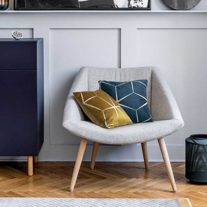 POSZEWKA GEOMETRYCZNA WELUR VELVET 45X45 C.BEŻOWA