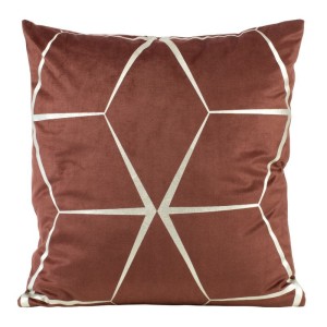POSZEWKA GEOMETRYCZNA WELUR VELVET 45X45 CEGLANA