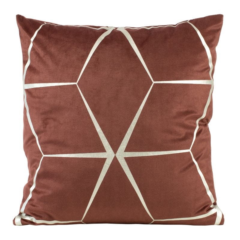 POSZEWKA GEOMETRYCZNA WELUR VELVET 45X45 CEGLANA