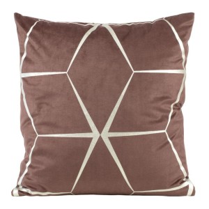 POSZEWKA GEOMETRYCZNA WELUR VELVET 45X45 PUDROWA