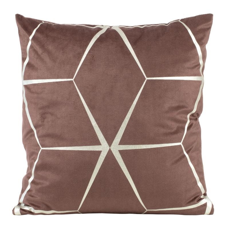 POSZEWKA GEOMETRYCZNA WELUR VELVET 45X45 PUDROWA