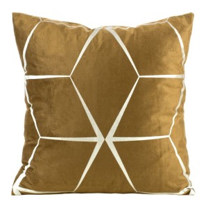 POSZEWKA GEOMETRYCZNA WELUR VELVET 45X45 ZŁOTA