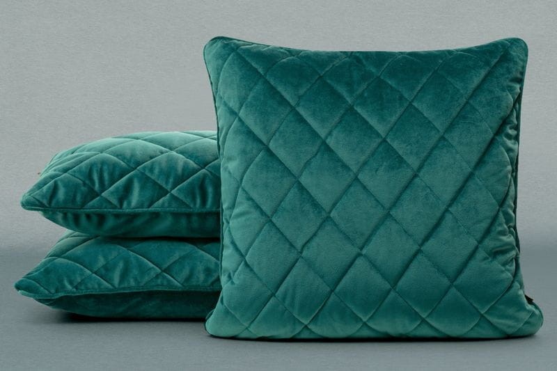 POSZEWKA PIKOWANA WELUR VELVET 45X45 CM TURKUSOWA