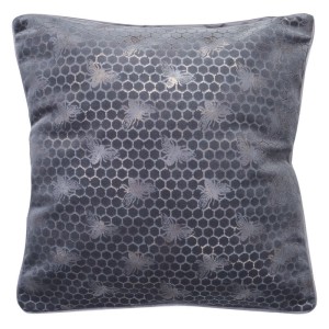 POSZEWKA WELUROWA VELVET Z NADRUKIEM 45X45 SREBRNA