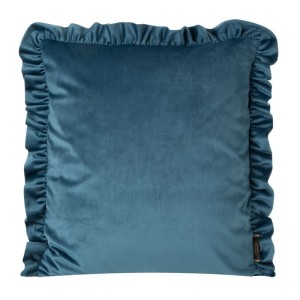 POSZEWKA Z FALBANKAMI WELUR VELVET 45X45 NIEBIESKA
