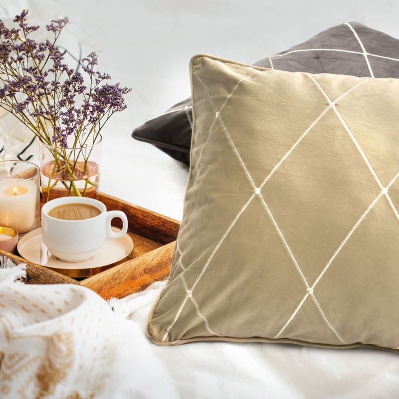 POSZEWKA WELUR VELVET ROMBY CARDIN 45X45 SZARA