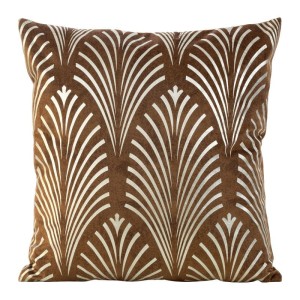 POSZEWKA WELUR VELVET NADRUK PIÓRA 45X45 BRĄZOWA