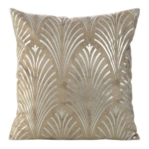 POSZEWKA WELUR VELVET NADRUK PIÓRA 45X45 C.BEŻOWA