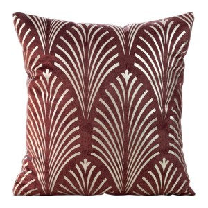 POSZEWKA WELUR VELVET NADRUK PIÓRA 45X45 CEGLANA