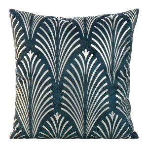 POSZEWKA WELUR VELVET NADRUK PIÓRA 45X45 GRANATOWA