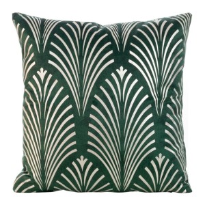 POSZEWKA WELUR VELVET NADRUK PIÓRA 45X45CM ZIELONA
