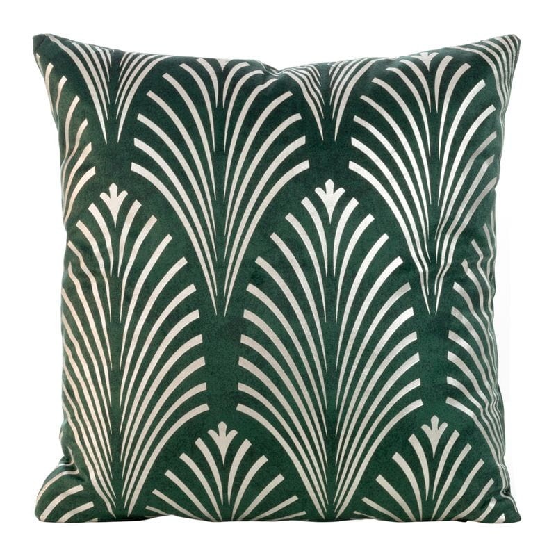 POSZEWKA WELUR VELVET NADRUK PIÓRA 45X45CM ZIELONA
