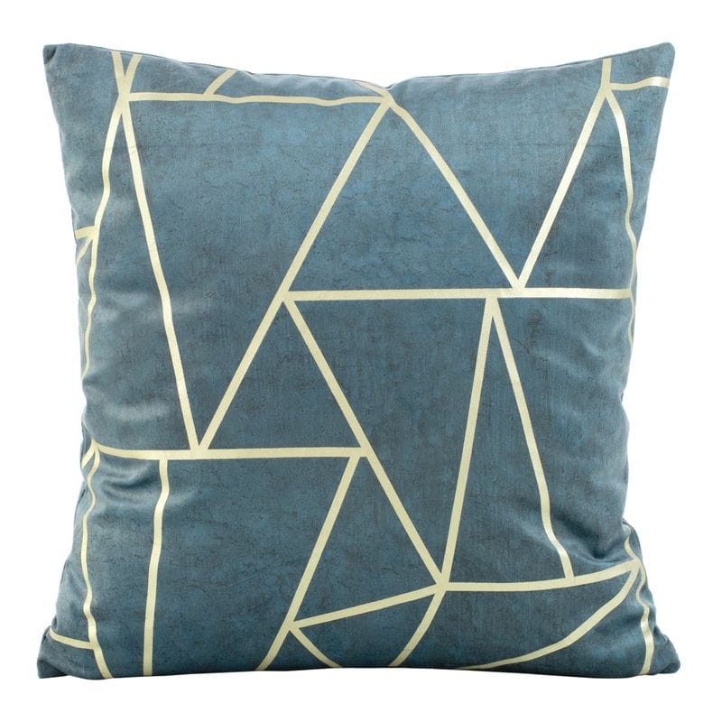 POSZEWKA WELUR VELVET TRÓJKĄTY 45X45 NIEBIESKA