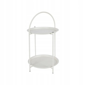 Stolik kawowy okrągły biały dwupoziomowy 40x66 cm loft skandynawski