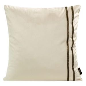 POSZEWKA WELUR VELVET Z PASKAMI 45X45 CM KREMOWA
