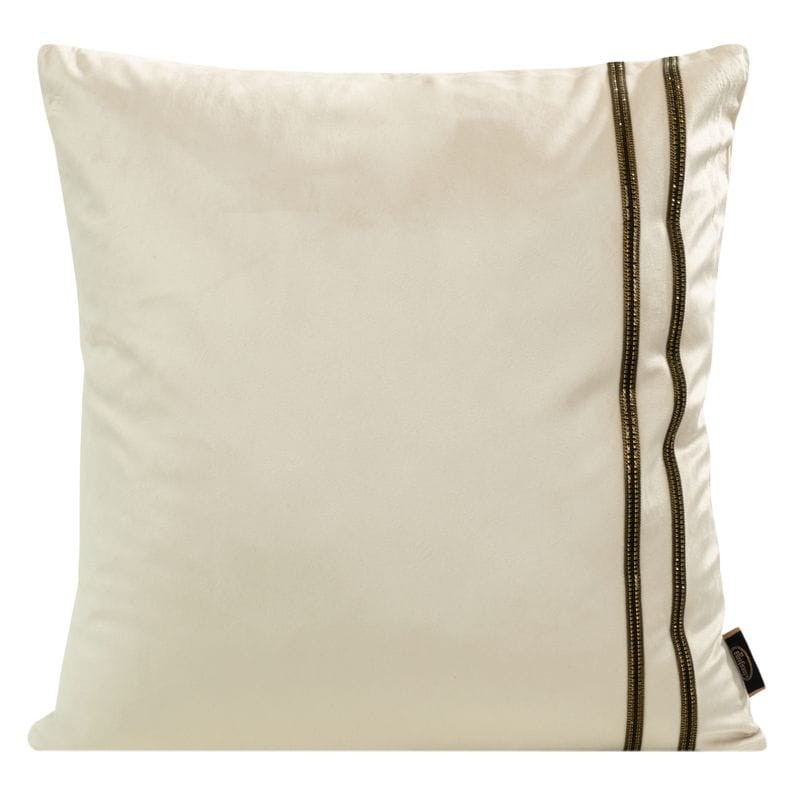 POSZEWKA WELUR VELVET Z PASKAMI 45X45 CM KREMOWA