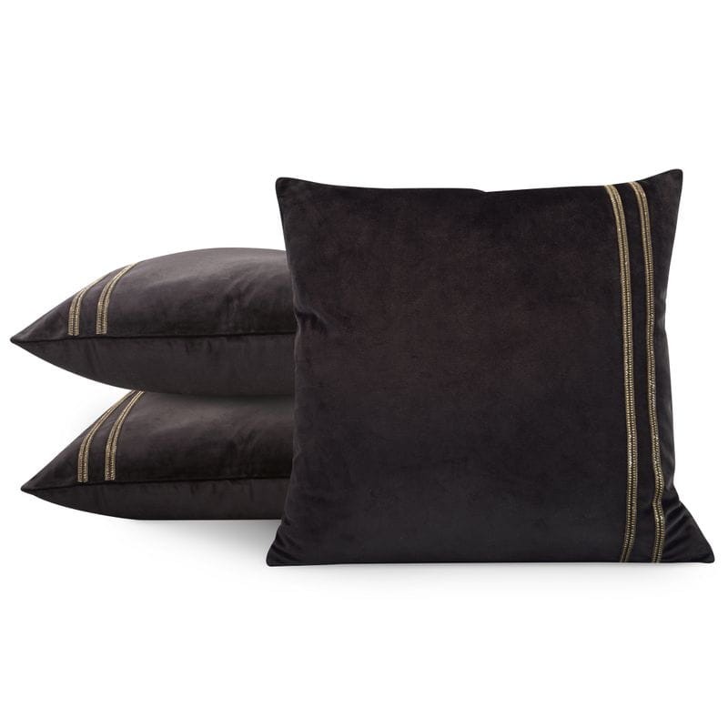 POSZEWKA WELUR VELVET Z PASKAMI 45X45 CM KREMOWA