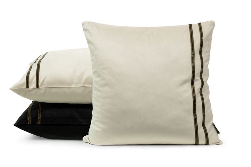 POSZEWKA WELUR VELVET Z PASKAMI 45X45 CM KREMOWA