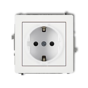 Mechanizm gniazda pojedynczego z uziemieniem SCHUKO 2P+Z (przesłony torów prądowych) Karlik DECO biały DGP-1sp