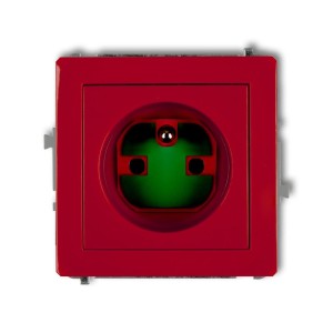 Mechanizm gniazda pojedynczego z uziemieniem 2P+Z DATA z kluczem Karlik DECO czerwony DGZK