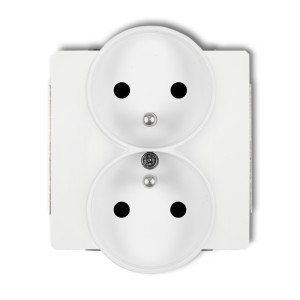 Mechanizm gniazda podwójnego do ramki DECO Soft z uziemieniem 2x(2P+Z) (przesłony torów prądowych) Karlik DECO biały DGPRSO-2zp
