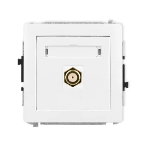 Mechanizm gniazda antenowego pojedynczego typu F (SAT) pozłacany Karlik DECO biały DGF-1.1