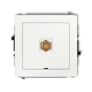 Mechanizm gniazda antenowego pojedynczego typu F (SAT) pozłacany, bez pola opisowego Karlik DECO biały DGFBO-1.1