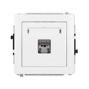 Mechanizm gniazda komputerowego pojedynczego 1xRJ45, kat. 5e, ekranowany, 8-stykowy Karlik DECO biały DGK-1e