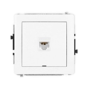 Mechanizm gniazda komputerowego pojedynczego 1xRJ45, kat. 6A, 8-stykowy, bez pola opisowego Karlik DECO biały DGKBO-7