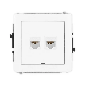 Mechanizm gniazda komputerowego podwójnego 2xRJ45, kat. 6A, 8-stykowy, bez pola opisowego Karlik DECO biały DGKBO-8