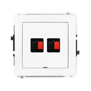 Mechanizm gniazda głośnikowego podwójnego, bez pola opisowego Karlik DECO biały DGGBO-2