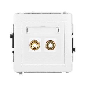 Mechanizm gniazda głośnikowego pojedynczego (typu banan - czerwony i czarny, pozłacany, 4 mm2, skręcany) Karlik DECO biały DGG-4