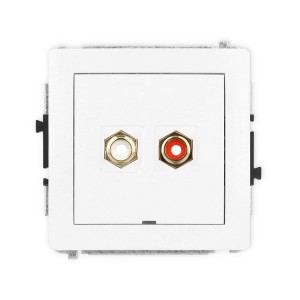Mechanizm gniazda podwójnego RCA, bez pola opisowego (typu cinch - biały i czerwony, pozłacany) Karlik DECO biały DGRCABO-2