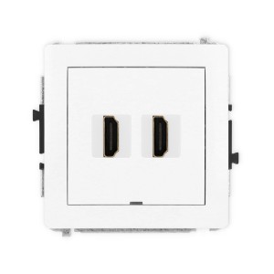 Mechanizm gniazda podwójnego HDMI 2.1, 8K, bez pola opisowego Karlik DECO biały DHDMIBO-6