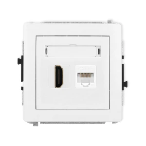 Mechanizm gniazda pojedynczego HDMI 2.0, 4K + gniazda komp. poj. 1xRJ45, kat. 5e, 8-stykowy Karlik DECO biały DGHK-45e