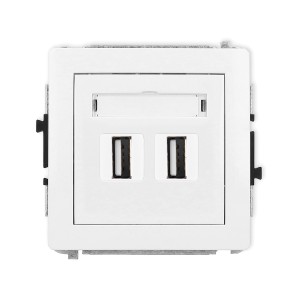Mechanizm gniazda podwójnego 2xUSB A-A 2.0 Karlik DECO biały DGUSB-2