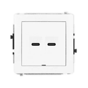 Mechanizm gniazda podwójnego 2xUSB C-C, bez pola opisowego Karlik DECO biały DGUSBBO-8