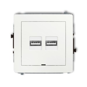 Mechanizm ładowarki USB podwójnej 2xUSB A, 15,5W max., 5V, 3.1A, bez pola opisowego Karlik DECO biały DCUSBBO-6
