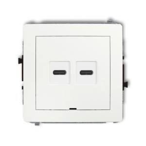 Mechanizm ładowarki USB podwójnej 2xUSB C, 20W max., bez pola opisowego Karlik DECO biały DCUSBBO-7