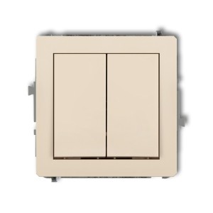 Mechanizm łącznika zwiernego, dwubiegunowego (dwa klawisze bez piktogramów, osobne zasilanie) Karlik DECO beżowy 1DWP-44.2