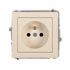 Mechanizm gniazda pojedynczego z uziemieniem 2P+Z (przesłony torów prądowych) Karlik DECO beżowy 1DGP-1zp