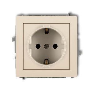 Mechanizm gniazda pojedynczego z uziemieniem SCHUKO 2P+Z (przesłony torów prądowych) Karlik DECO beżowy 1DGP-1sp