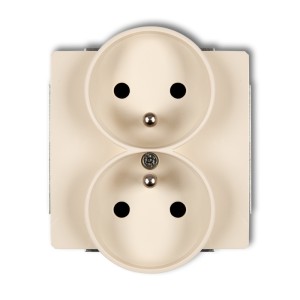 Mechanizm gniazda podwójnego do ramki DECO Soft z uziemieniem 2x(2P+Z) (przesłony torów prądowych) Karlik DECO beżowy 1DGPRSO-2zp