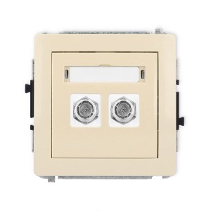 Mechanizm gniazda antenowego podwójnego typu F (SAT) niklowany Karlik DECO beżowy 1DGF-2